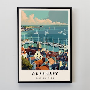 Guernsey Travel Print, Wall Art Guernsey, Guernsey Print, Guernsey Travel Poster, Guernsey Gift Art, Guernsey Travel Art, Travel Gift