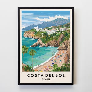 Costa del Sol Travel Print, Wall Art Costa del Sol Poster, Spain Travel Print, Travel Lovers Home Decor Wall Art City Travel Poster Gifts