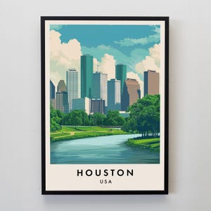 Houston Travel Print, Wall Art Houston Texas, Houston Texas Print, Houston Poster, USA Gift Art, USA Travel Print, USA Poster