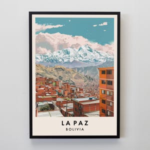 La Paz Reise Print, Wandkunst La Paz, La Paz Poster, Boliva Geschenk, Bolivien Poster, Südamerika Reise Print, Reiseliebhaber Geschenk Wandkunst