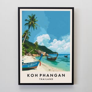 Koh Phangan Travel Print, Wall Art Koh Phangan, Koh Phangan Print, Koh Phangan Poster, Thailand Gift Art, Thailand Travel Art, Thailand Gift