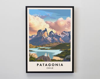 Patagonia Travel Print, Wall Art Patagonia, Chile Art, Chile Gift, Chile Poster, South America Travel Print, Travel Lovers Gift Wall Art
