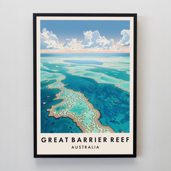 Great Barrier Reef Travel Print, Wall Art Great Barrier Reef, Great Barrier Reef Poster, Australia Travel Print, Australia Poster,