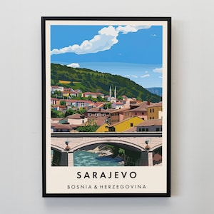 Sarajevo Reisedruck, Wandkunst Sarajevo, Sarajevo Druck, Sarajevo Poster, Sarajevo Geschenk Kunst, Bosnien Reisekunst, Bosnien Geschenk