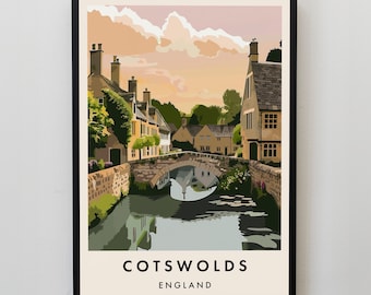 Cotswolds Travel Print, Wall Art Cotswolds, Cotswolds Print, Cotswolds Travel Poster, Costwolds Gift Art, Cotswolds Travel Art, Travel Gift