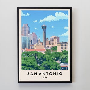 San Antonio Travel Print, Wall Art San Antonio, San Antonio Print, San Antonio Poster, USA Gift Art, USA Travel Print, USA Poster