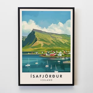 Ísafjörður Iceland Travel Print, Wall Art Ísafjörður Poster, Iceland Travel Print, Travel Lovers Home Decor Wall Art City Travel Poster Gift