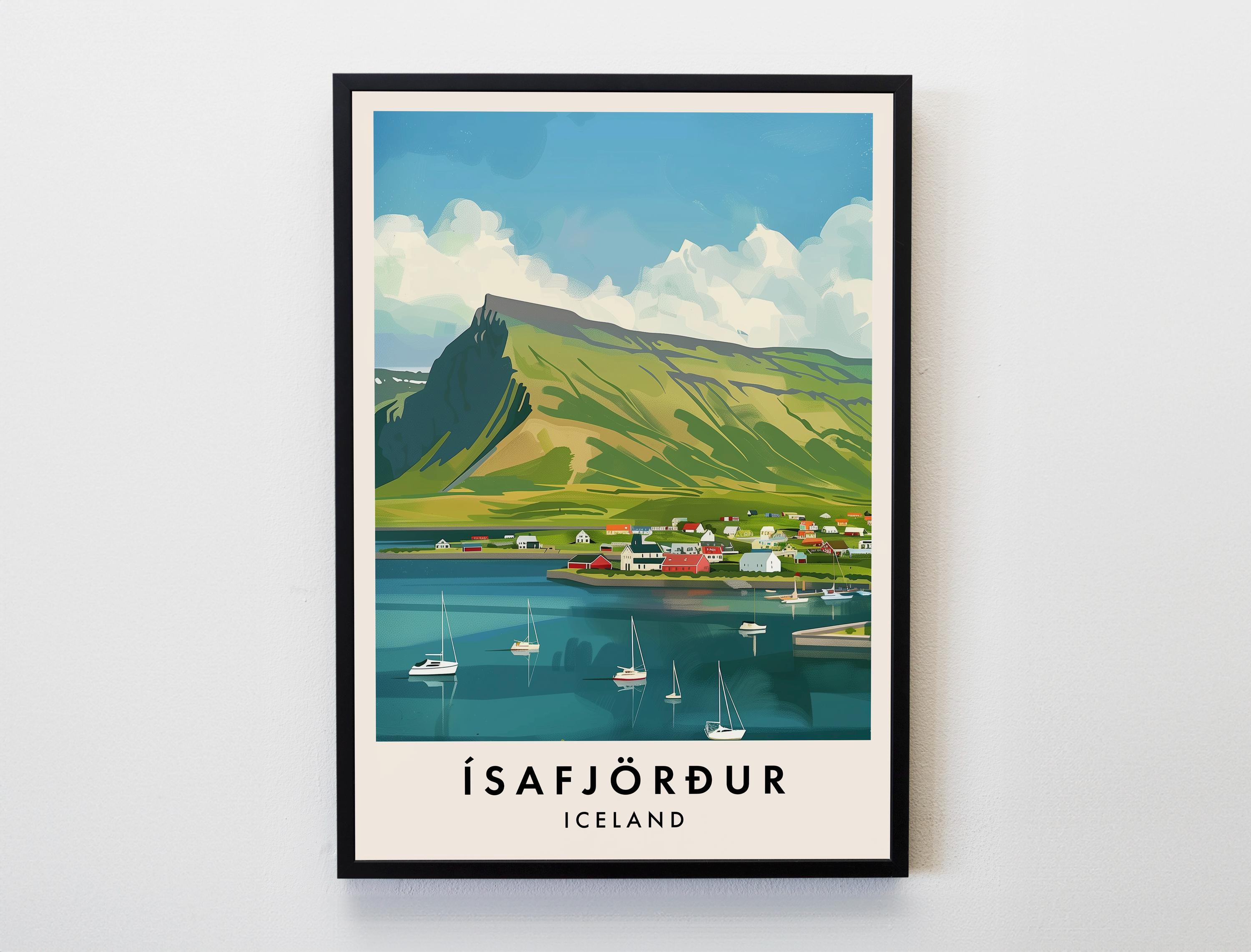 Ísafjörður Iceland Travel Print, Wall Art Ísafjörður Poster