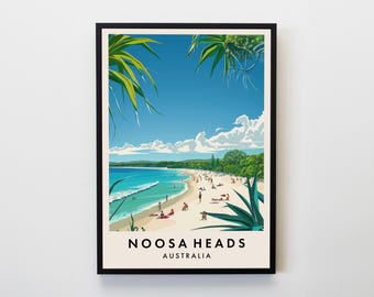 ヌーサ旅行プリント、ウォールアートヌーサポスター、ヌーサヘッズプリント、オーストラリア旅行プリント、旅行好きのホームデコレーションウォールアート旅行ポスターギフト