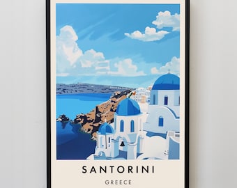 Impresión de viaje a Santorini, Arte mural de Santorini, Impresión de Santorini, Póster de Santorini, Arte de regalo de Santorini, Arte de viaje a Grecia, Regalo de Grecia