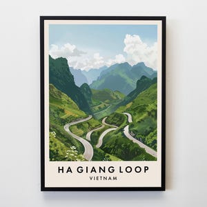 Impression de voyage Hà Giang Loop, art mural, affiche de Hà Giang Loop, impression de voyage au Vietnam, décoration d'intérieur pour les amateurs de voyage, art mural, affiche de voyage en ville, cadeaux