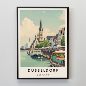 Impresión de viaje a Düsseldorf, arte mural de Düsseldorf, impresión de Düsseldorf, póster de viaje a Düsseldorf, arte de regalo de Düsseldorf, arte de viaje de Düsseldorf,