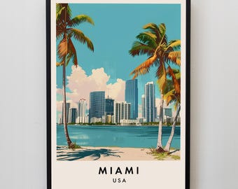 Miami Reise-Druck, Wandkunst Miami, Miami Druck, Miami Poster, Miami Geschenk Kunst, Florida Reise-Druck, Florida Poster, Florida Geschenk, USA Druck