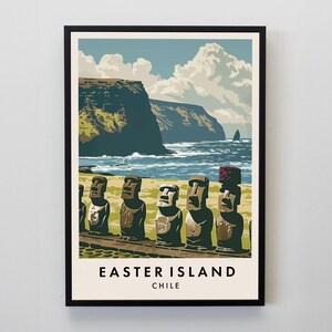 Easter Island Travel Print, Wall Art Easter Island, Chile Gift, Chile Poster, South America Travel Print, Travel Lovers Gift Wall Art