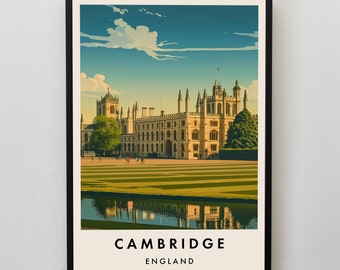 Cambridge Travel Print, Wall Art Cambridge, Cambridge Print, Cambridge Travel Poster, Cambridge Gift Art, Cambridge Art, Cambridge Gift