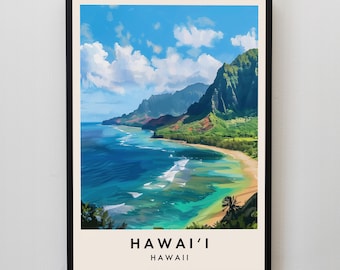 Hawaii Travel Print, Wall Art Hawaii, Hawaii Print, Hawaii Poster, Hawaii Gift Art, Hawaii Travel Print, Hawaii Poster, Hawaii Gift