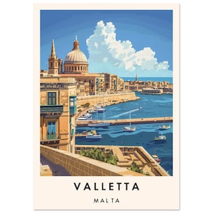 Valletta Travel Print, Wall Art Valletta, Valletta Print, Valletta Poster, Gift Art, Malta Travel Art, Malta Gift image 7