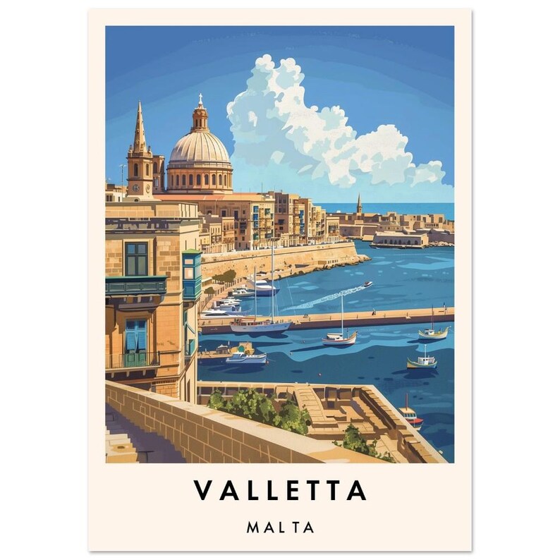 Valletta Travel Print, Wall Art Valletta, Valletta Print, Valletta Poster, Gift Art, Malta Travel Art, Malta Gift image 7