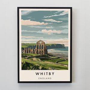 Whitby Travel Print, Wall Art Whitby, Whitby Print, Whitby Travel Poster, Whitby Gift Art, Yorkshire Art, Yorkshire Gift