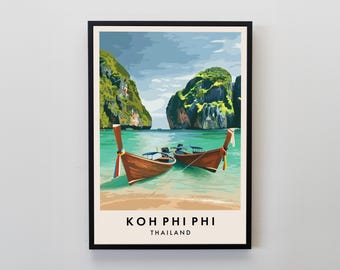 Koh Phi Phi Travel Print, Wall Art Koh Phi Phi, Koh Phi Phi Print, Koh Phi Phi Poster, Thailand Gift Art, Thailand Travel Art, Thailand Gift