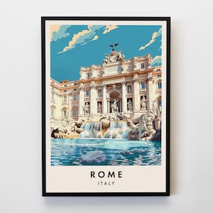 Rome Travel Print, Wall Art Rome, Rome Poster, Italy Travel Print, Trevi Fountain Travel Lovers Home Decor Wall Art City Travel Poster Gifts