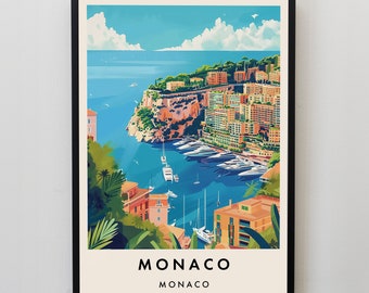 Impresión de viaje a Mónaco, Arte mural de Mónaco, Impresión de Mónaco, Póster de viaje a Mónaco, Arte de regalo de Mónaco, Arte de viaje a Mónaco, Regalo de viaje