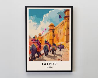 Jaipur Travel Print, Wall Art Jaipur, Jaipur Print, Jaipur Poster, India Gift Art, India Travel Art, India Gift