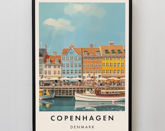 Impresión de viaje de Copenhague, Arte de pared Copenhague, Impresión de Copenhague, Cartel de viaje de Copenhague, Arte de regalo de Copenhague, Arte de viaje de Copenhague, Viajes