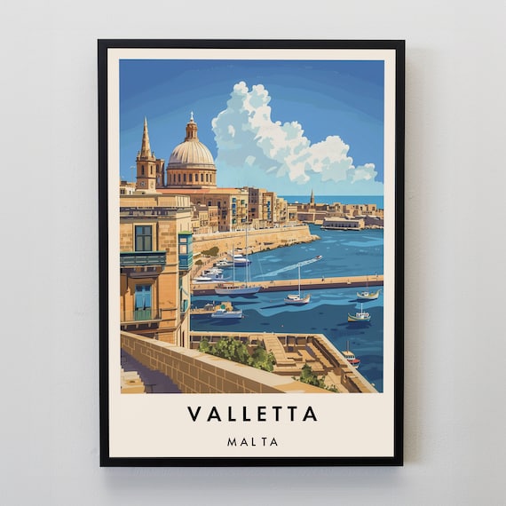 Valletta Travel Print, Wall Art Valletta, Valletta Print, Valletta Poster,  Gift Art, Malta Travel Art, Malta Gift