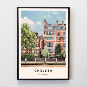Chelsea Travel Print, Wall Art Chelsea Poster, Chelsea Print, London Poster, Travel Lovers Home Decor Wall Art City Travel Poster Gifts