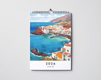2026 Wall Calendar: Spain, 2026 Travel Wall Calendar, Spain Travel Lovers Wall Calendar Gift City Landscapes Art Christmas Gift