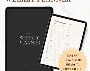 Weekly Planner | Printable ToDoList | Personal Editable | Week Planner PDF | Student Staff | A5 weekly planner | Undated weekly
