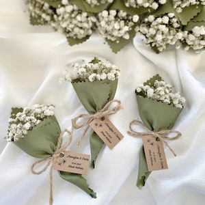 Upominki do chrztu, Mini bukiet fleurs séchées mariage, cadeau invité mariage, magnes Zapisz datę, upominki na baby shower, trockenblumen strauß