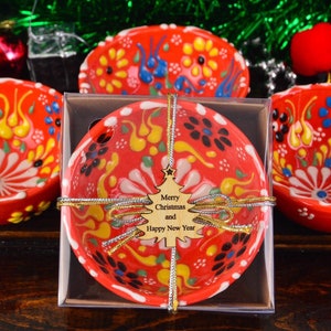 Regalos de Navidad para compañeros de trabajo, cuenco de cerámica Cini personalizado hecho a mano, cuenco de dulces para regalar en las fiestas, regalos de Navidad únicos a granel, regalo de Navidad