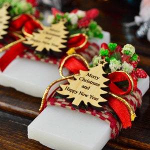 Bomboniera personalizzata con sapone profumato di Buon Natale, regalo personalizzato per le feste, famiglia, amici, regali di Capodanno, bomboniere uniche fatte a mano per le feste di Natale