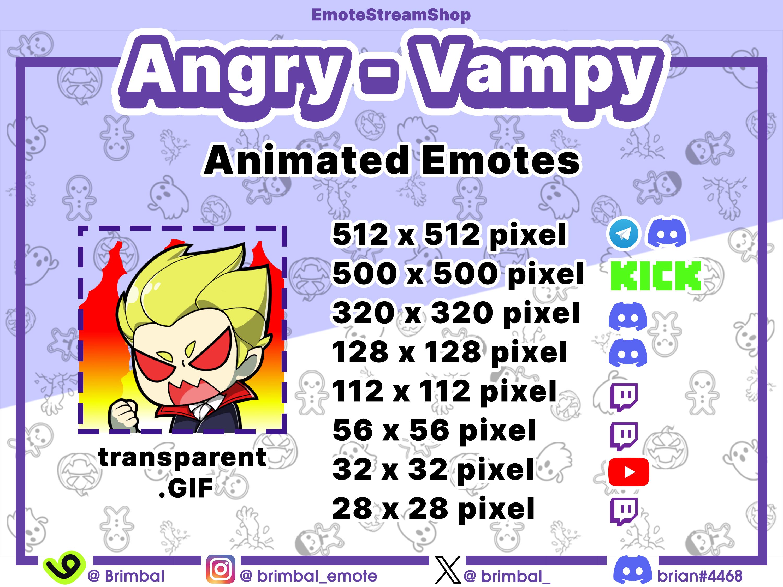 Angry Vampy Animated Emotes, Alerts | Twitch Youtube Discord Kick ...