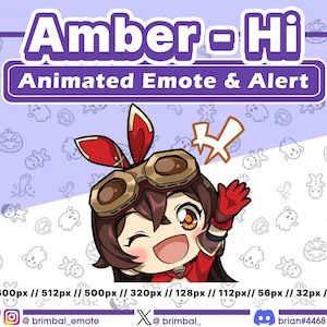 Amber Hi Animated Emotes, Alerts | Twitch Youtube Discord Kick | Emote Alert Stream Genshin