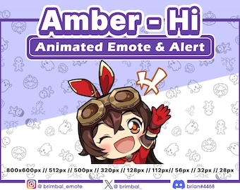 Amber Hi Animated Emotes, Alerts | Twitch Youtube Discord Kick | Emote Alert Stream Genshin