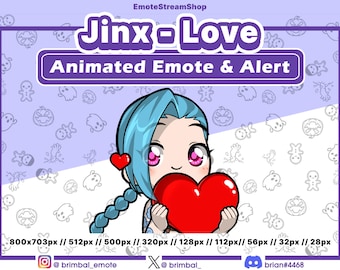 Jinx Love Animated Emotes, Alerts | Twitch Youtube Discord Kick | Emote Alert Stream LeagueOfLegends