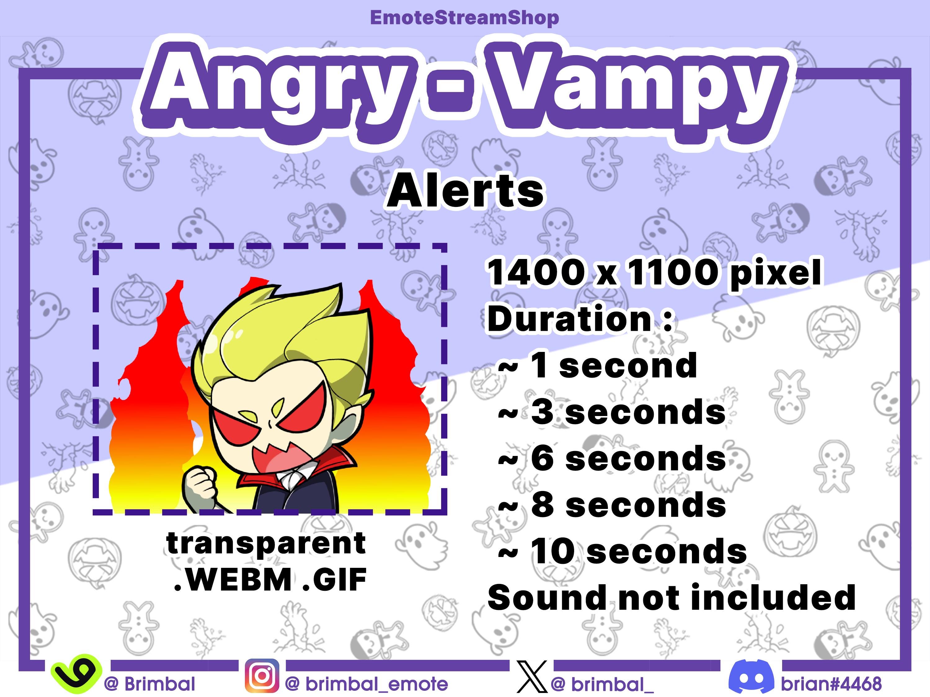 Angry Vampy Animated Emotes, Alerts | Twitch Youtube Discord Kick ...