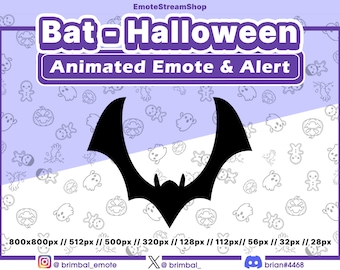 Bat Halloween Animated Emotes and Alerts: Twitch, YouTube, Discord, Kick (Digital Download)