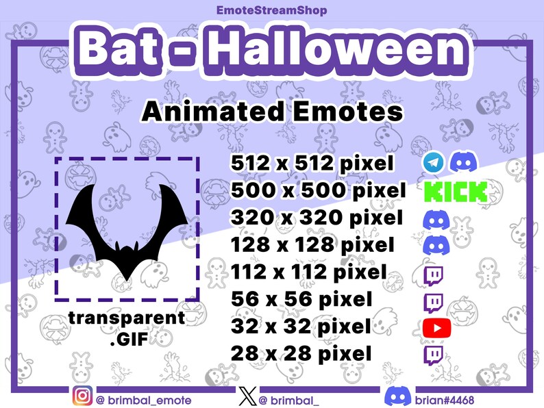 Bat Halloween Animated Emotes, Alerts | Twitch Youtube Discord Kick ...