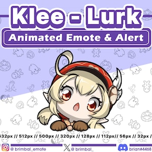 Lurk Klee Animated Emotes, Alerts | Twitch Youtube Discord Kick | Emote Alert Stream Genshin