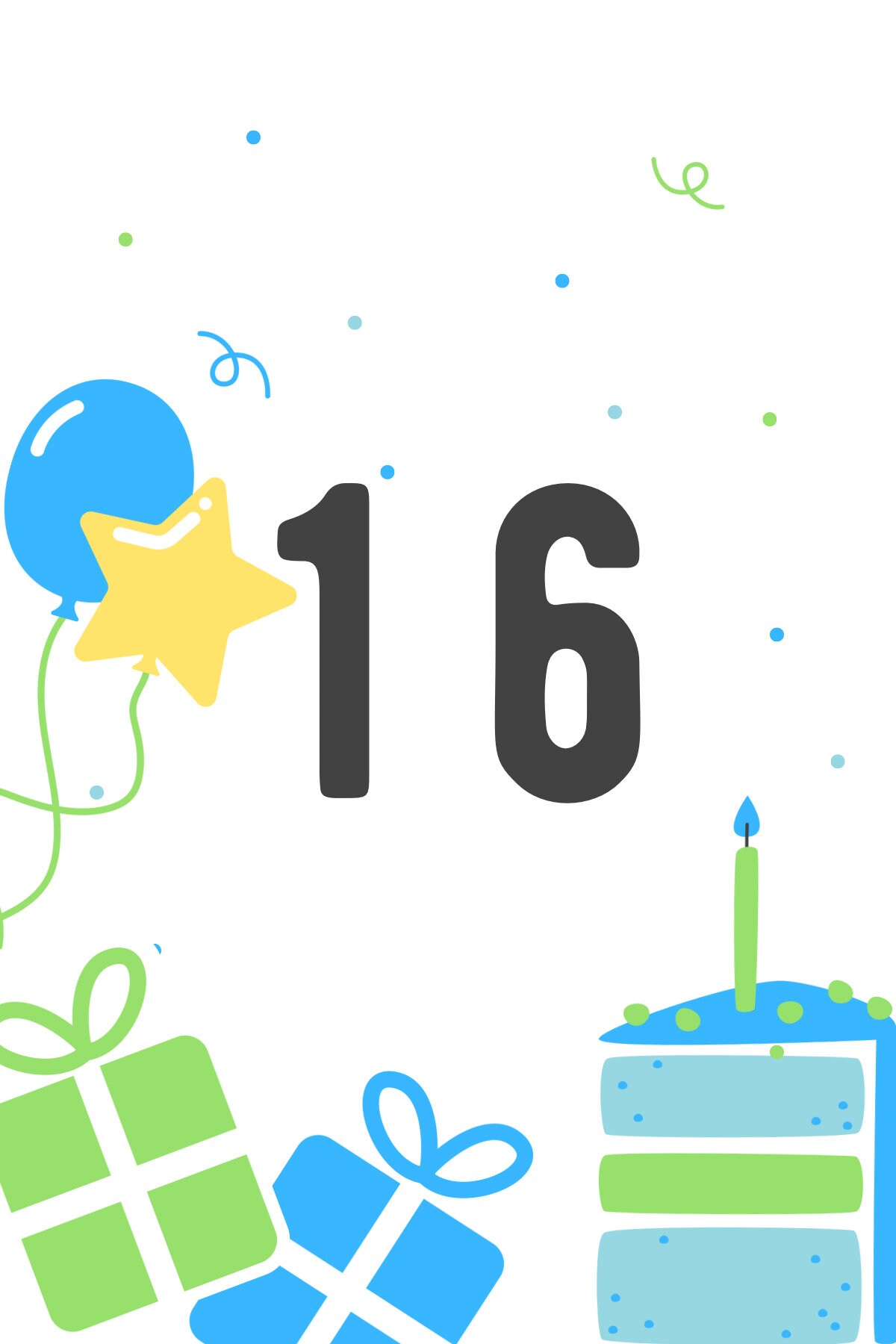 Happy Birthday Card - DIGITAL Download - Printable Birthday Card 16th ...