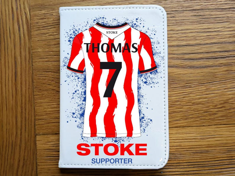 Personalised Stoke City Style Passport Holder + Luggage Tag, Personalise Name & Number, 25/26 Shirt, FC Gift, Travel Set, FC Passport Cover Passport Holder