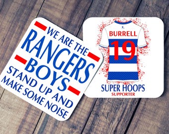 Personalised Queens Park Rangers Style Coasters, Personalise 25/26 Shirt With Any Name & Number