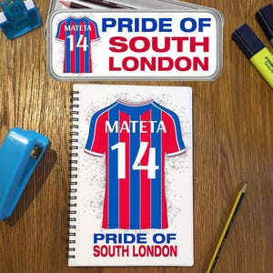 Personalised Crystal Palace Style Notebook And Pencil Case, A5, Personalise 25/26 Shirt With Any Name & Number