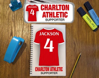 Personalised Charlton Athletic Style Notebook Pencil Case, A5