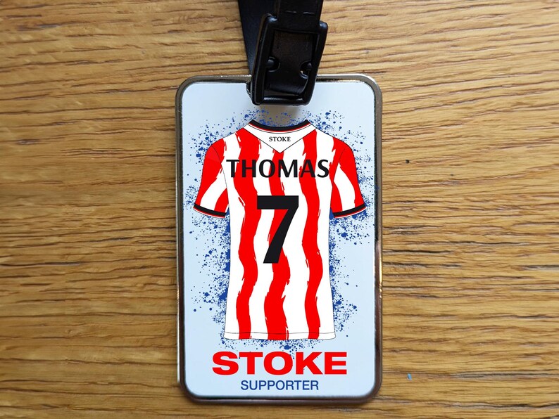 Personalised Stoke City Style Passport Holder + Luggage Tag, Personalise Name & Number, 25/26 Shirt, FC Gift, Travel Set, FC Passport Cover Luggage Tag