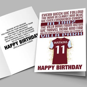 Personalised Aston Villa Happy Father's Day Card - A5 Gloss Finish, Posted With Envelope